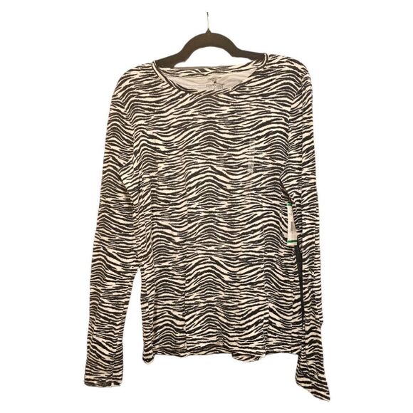 SOLD!! JONES NEW YORK SPORT Black Cream Zebra Print Top - Size Large NWT - Picture 1 of 7